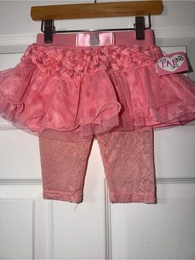 JustFab Girl Pink Lace Skirted Capri Leggings